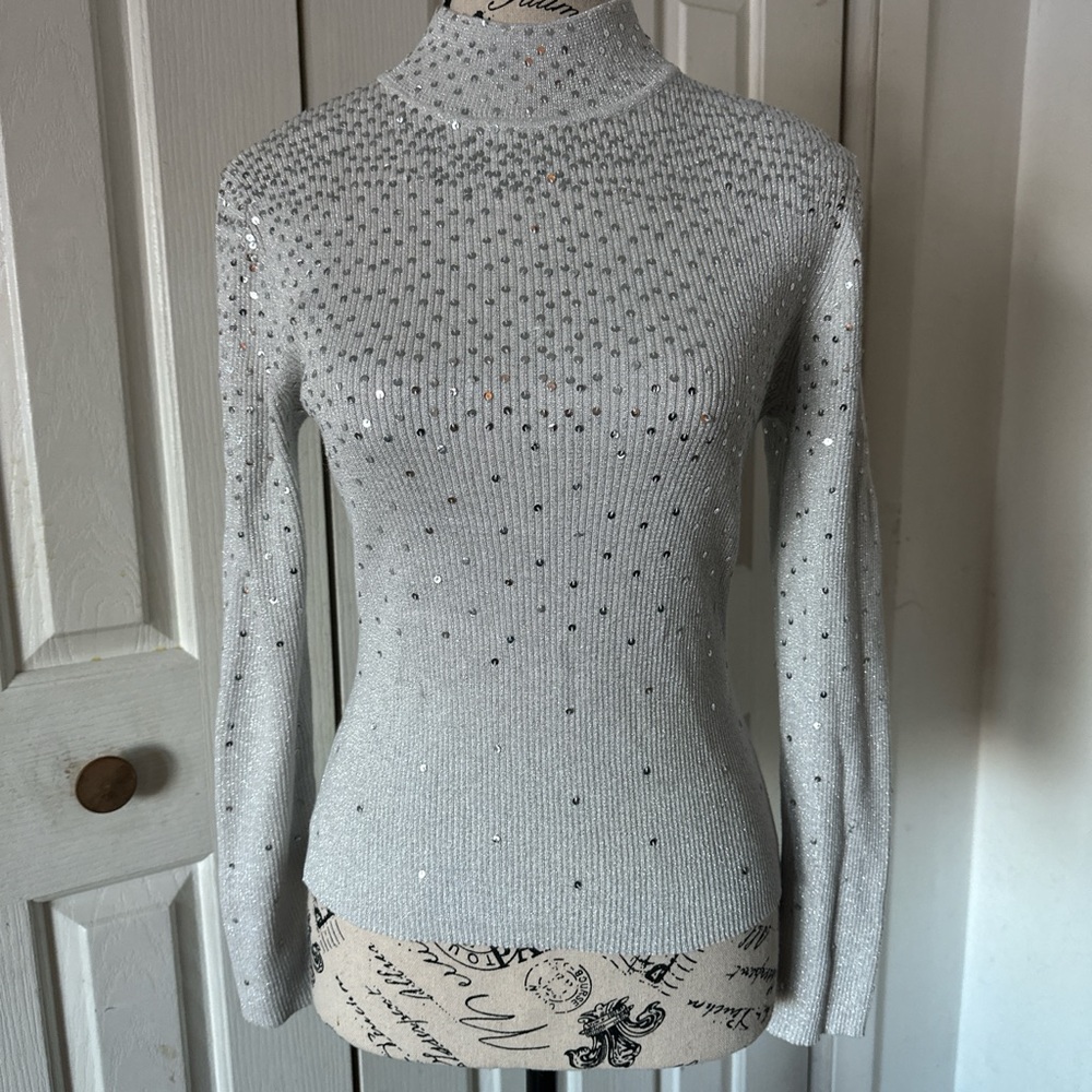 Hampshire Studio Sparkling Silver Turtleneck
